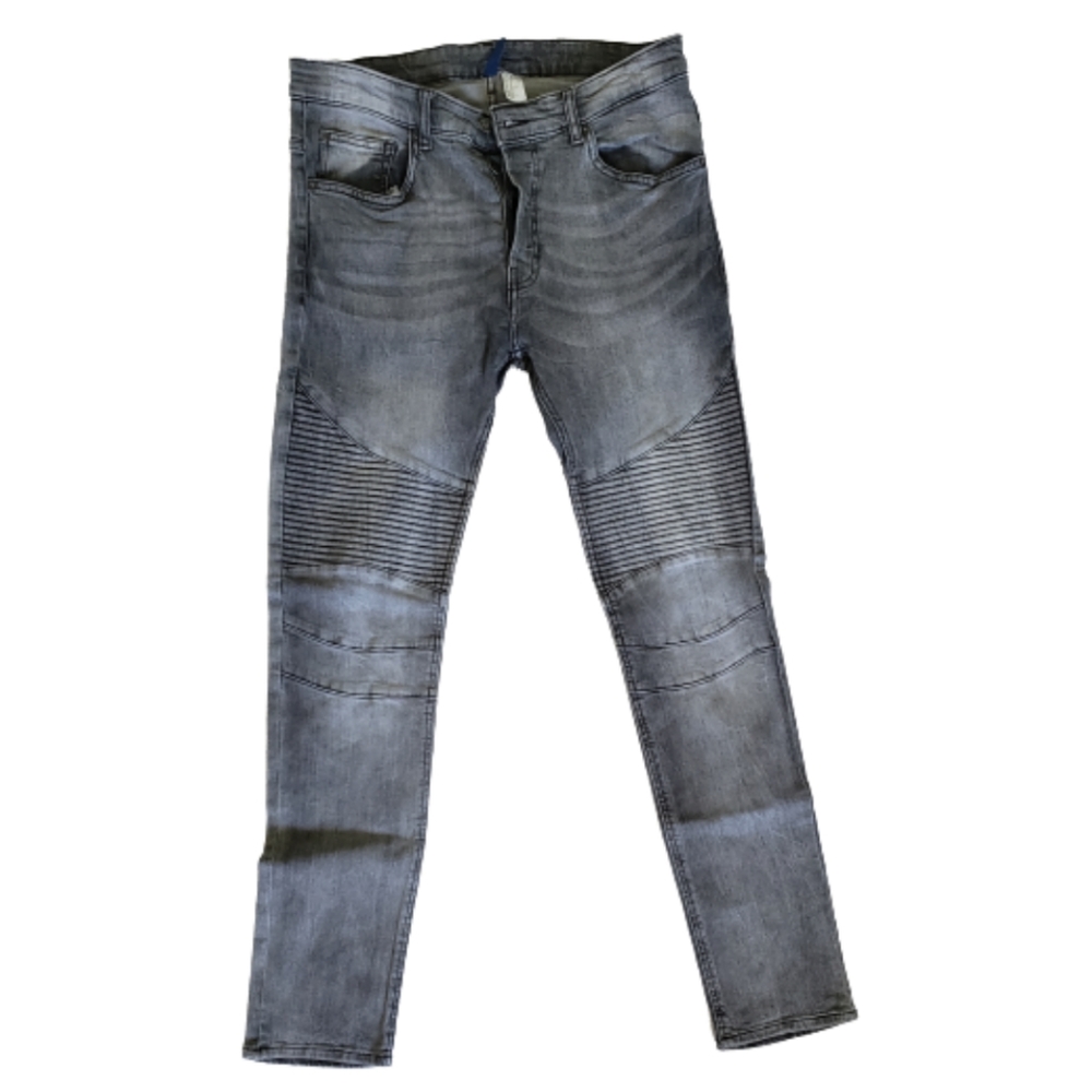 Divided Men’s Casual Solid Skinny Stretch Button Fly Gray Denim Jeans